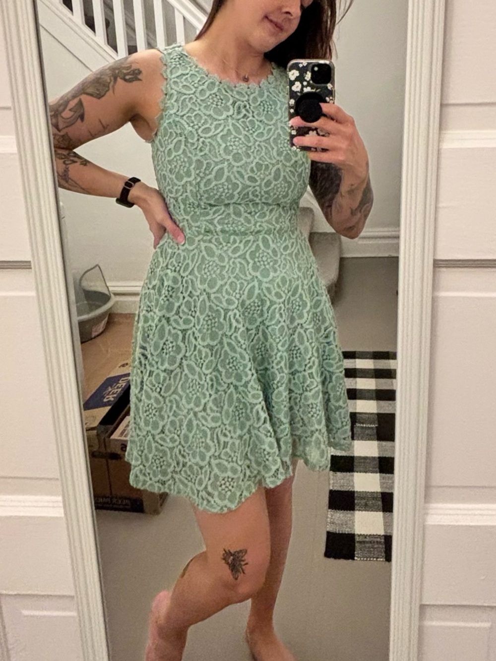 City Studio Mint Lace Mini Dress